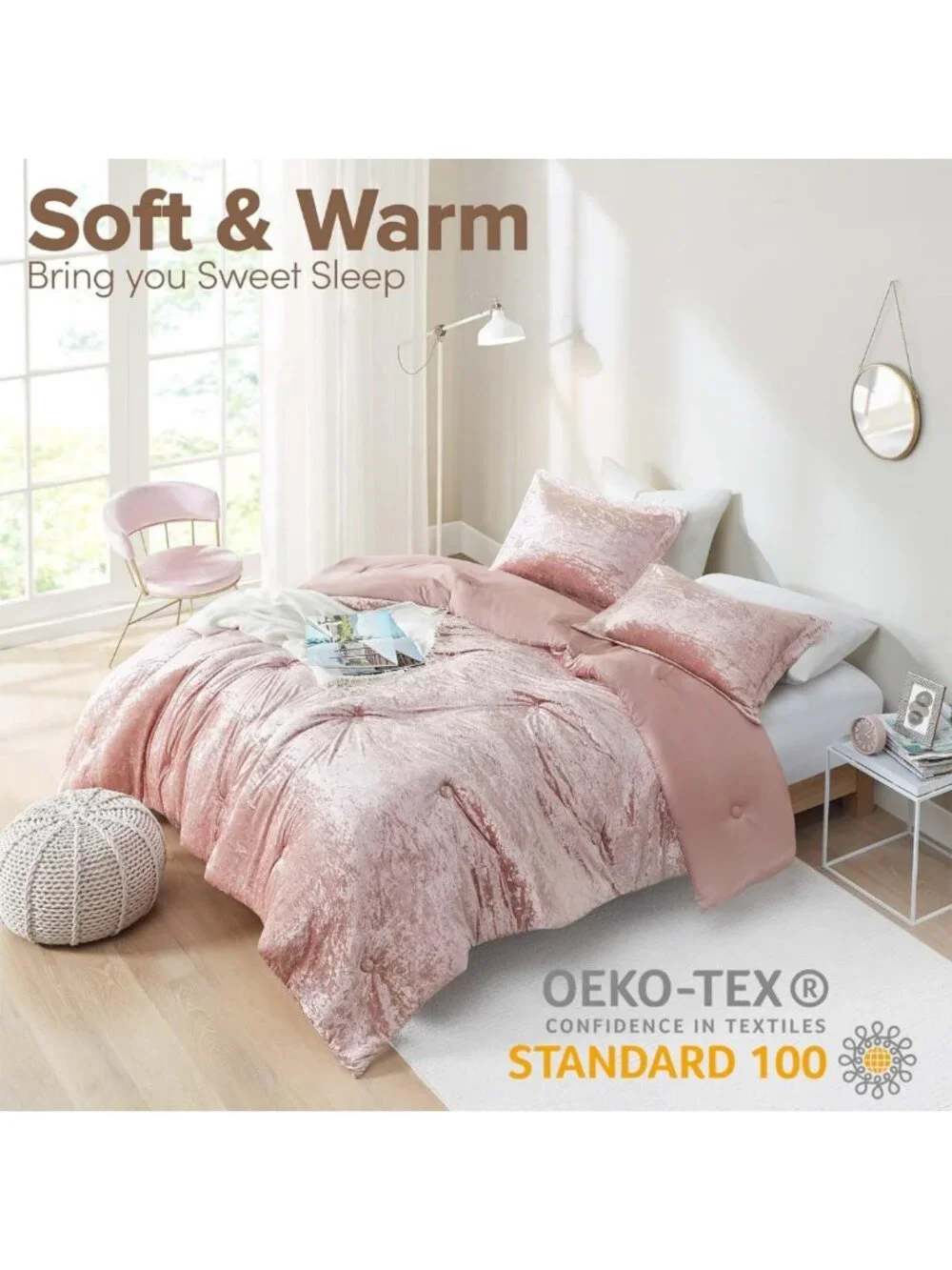 Luxe Velvet Comforter Set, Soft Brushed Microfiber, Cozy All-Season Bedding